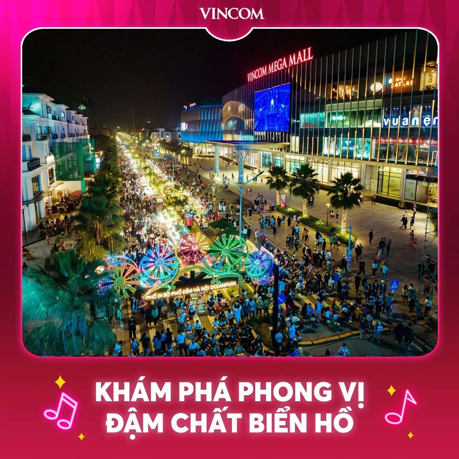 Trung tâm thương mại Vincom Mega Mall bên hồ điều hòa Ocean Park